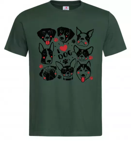 Чоловіча футболка I love dog Темно-зелений фото