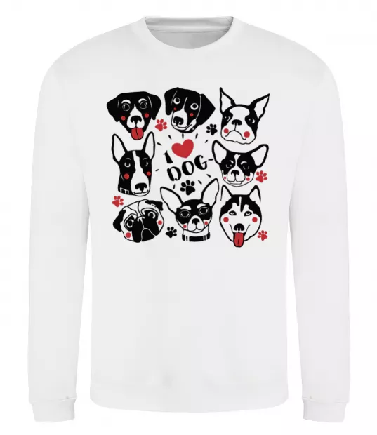 Свитшот I love dog Белый фото