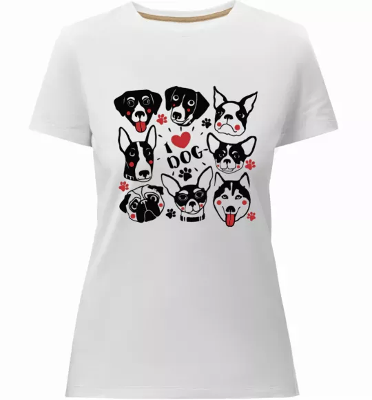 Женская премиум футболка I love dog Белый фото