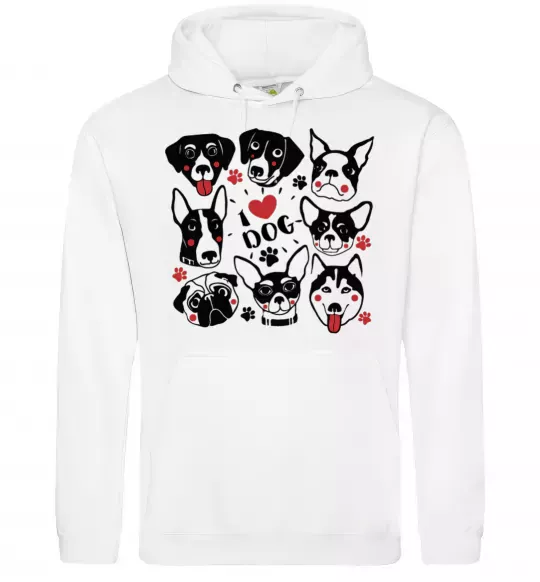 Чоловіча толстовка (худі) I love dog Білий фото
