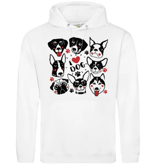 Женская толстовка (худи) I love dog Белый фото