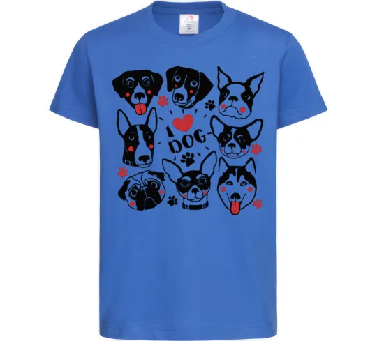 Дитяча футболка I love dog Яскраво-синій фото