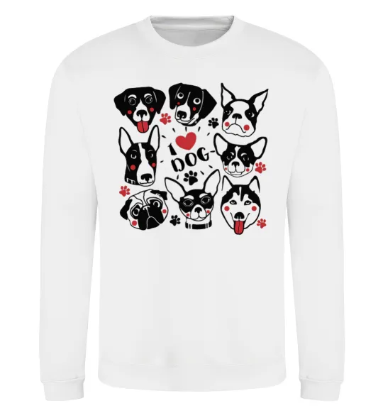 Свитшот I love dog Белый фото
