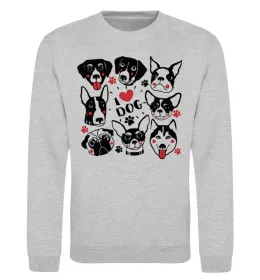 Світшот I love dog Сірий меланж фото
