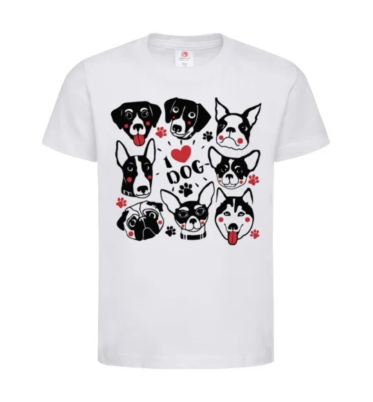 Детская футболка I love dog Белый фото