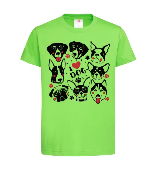 Детская футболка I love dog Лаймовый фото