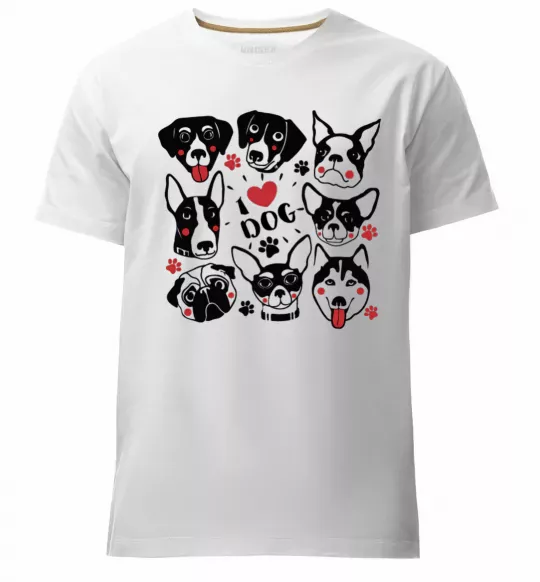 Чоловіча преміум футболка I love dog Білий фото