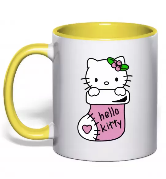 Чашка з кольоровою ручкою New Year Hello Kitty Сонячно жовтий фото