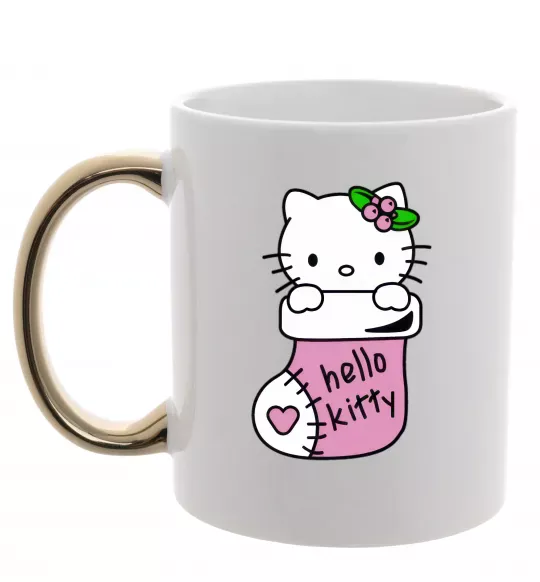 Чашка з кольоровою ручкою New Year Hello Kitty Золото фото