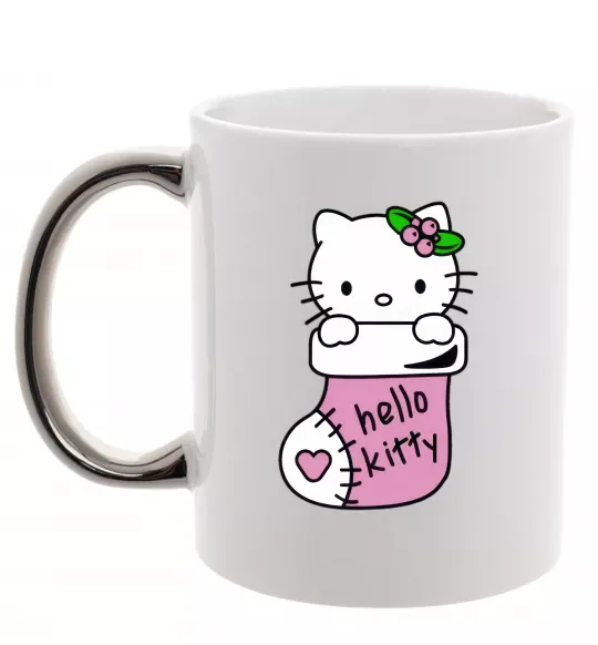 Чашка з кольоровою ручкою New Year Hello Kitty Срібло фото