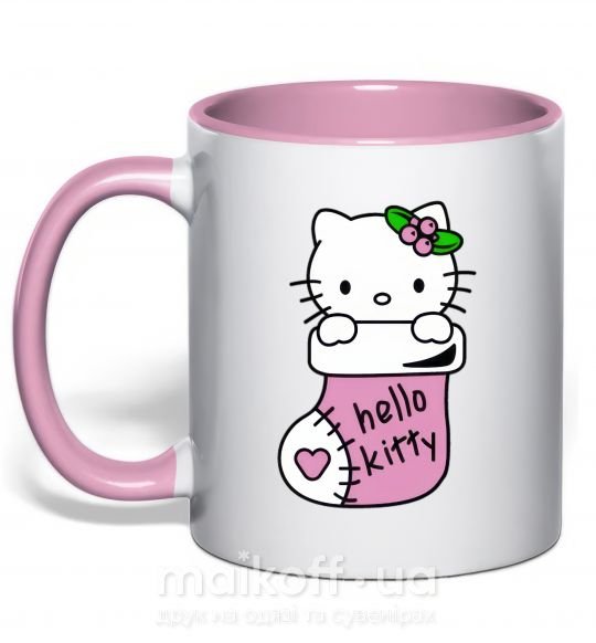 Чашка з кольоровою ручкою New Year Hello Kitty Ніжно рожевий фото