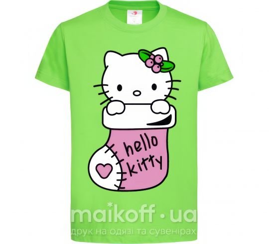 Дитяча футболка New Year Hello Kitty Лаймовий фото
