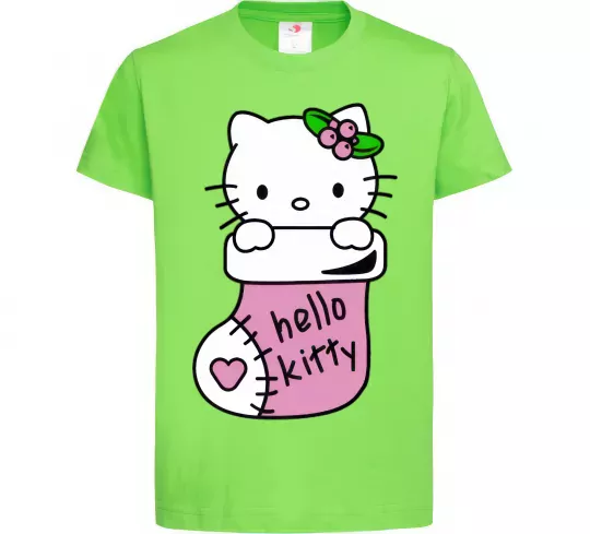 Дитяча футболка New Year Hello Kitty Лаймовий фото