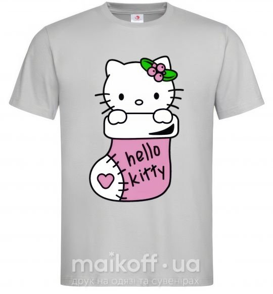 Мужская футболка New Year Hello Kitty Серый фото