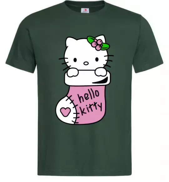 Чоловіча футболка New Year Hello Kitty Темно-зелений фото