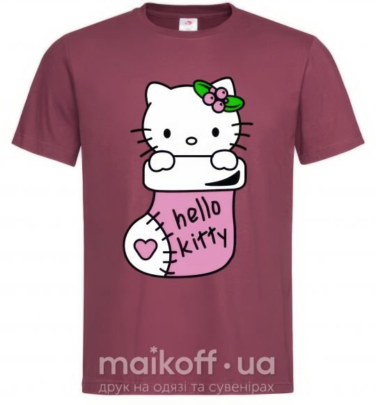 Чоловіча футболка New Year Hello Kitty Бордовий фото