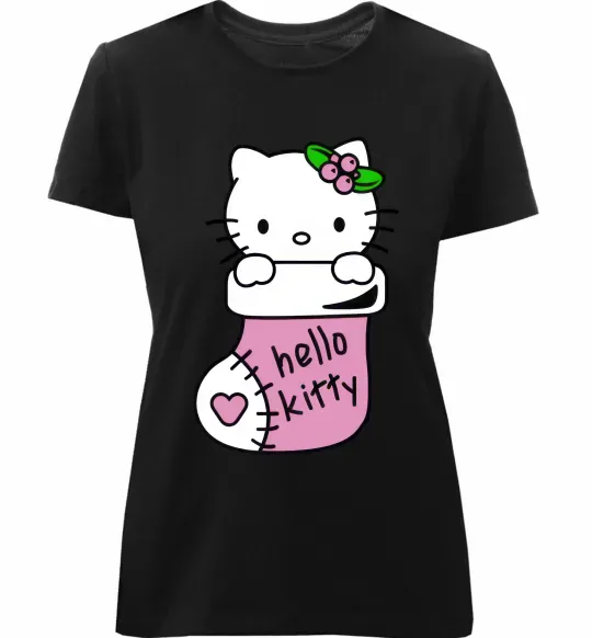 Жіноча преміум футболка New Year Hello Kitty Чорний фото