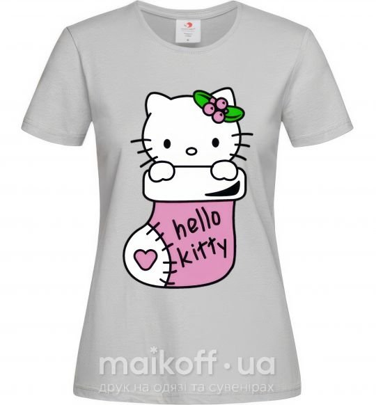 Женская футболка New Year Hello Kitty Серый фото