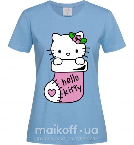 Женская футболка New Year Hello Kitty Голубой фото