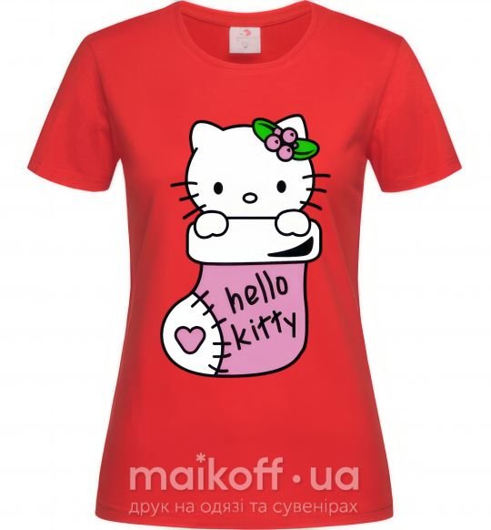 Женская футболка New Year Hello Kitty Красный фото