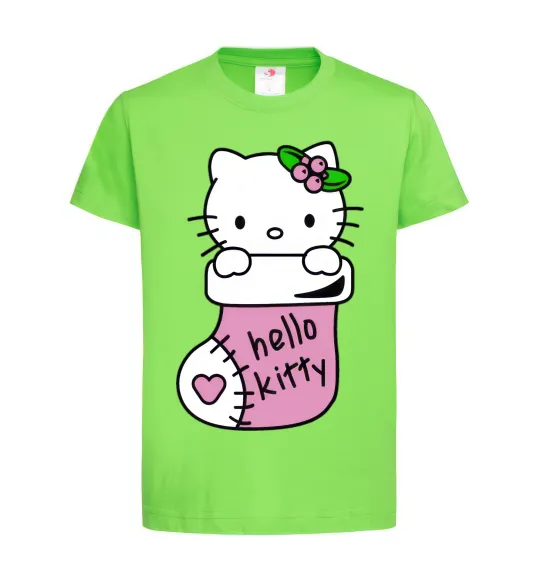 Дитяча футболка New Year Hello Kitty Лаймовий фото