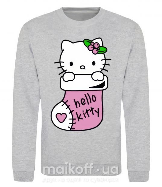Свитшот New Year Hello Kitty Серый меланж фото