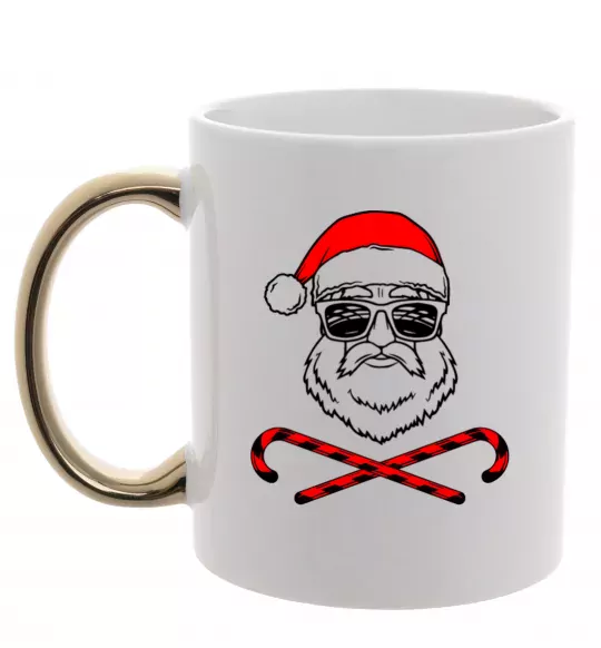 Чашка з кольоровою ручкою Дід Мороз хохо swag Золото фото