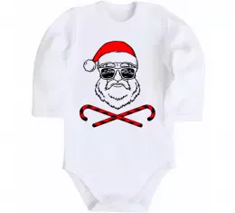 Детский боди Грінч в шапці діда Мороза Белый фото