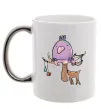 Чашка с цветной ручкой Funny deer&bird Серебро фото