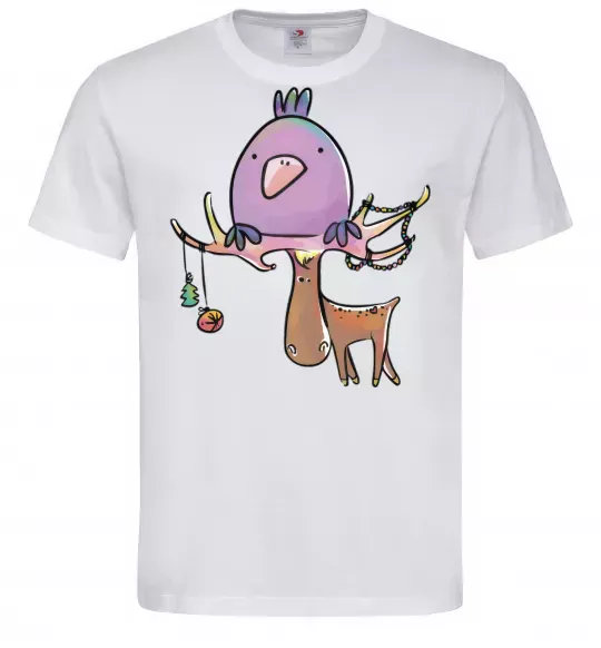 Чоловіча футболка Funny deer&bird Білий фото