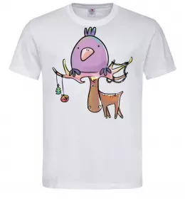 Чоловіча футболка Олень в шарфику Білий фото Чоловіча футболка Олень в шарфику Білий фото