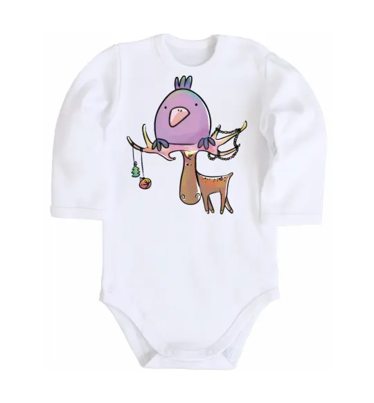Детский боди Funny deer&bird Белый фото