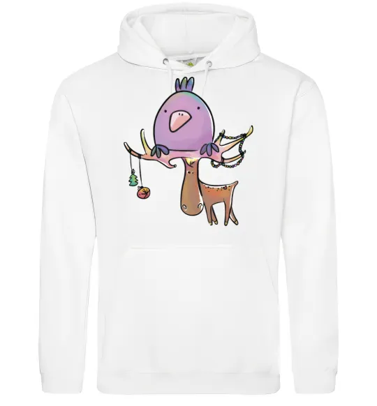 Мужская толстовка (худи) Funny deer&bird Белый фото