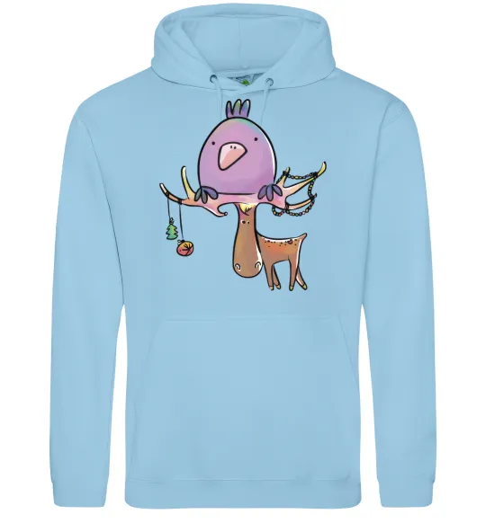Мужская толстовка (худи) Funny deer&bird Голубой фото