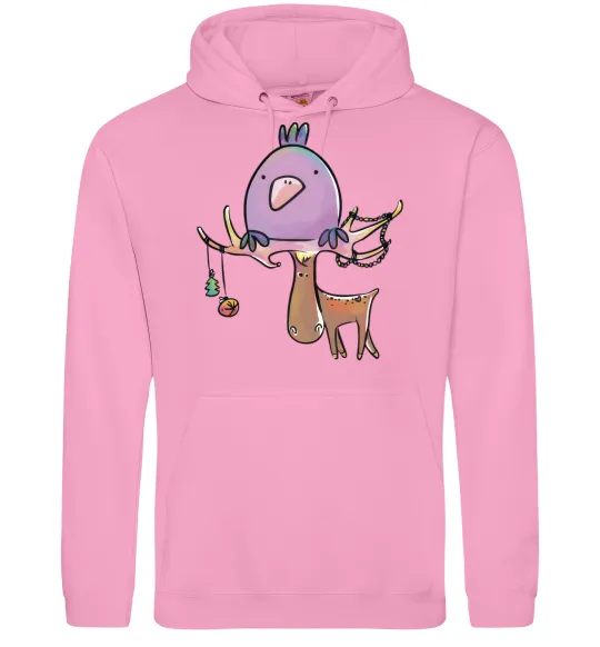 Женская толстовка (худи) Funny deer&bird Розовый фото