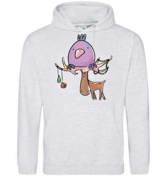 Жіноча толстовка (худі) Funny deer&bird Сірий меланж фото
