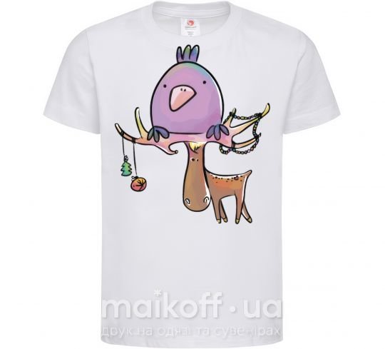 Детская футболка Funny deer&bird Белый фото