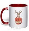 Чашка с цветной ручкой Oh, deer Красный фото