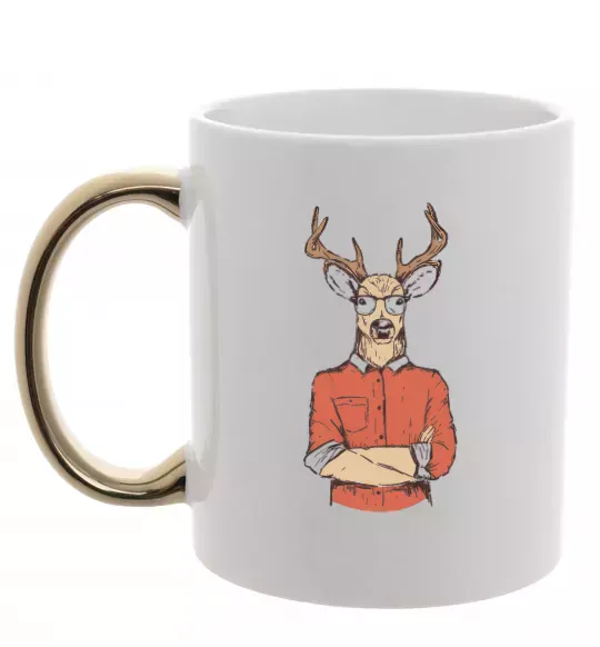 Чашка з кольоровою ручкою Oh, deer Золото фото