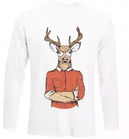 Лонгслів Олень малюнок Білий фото