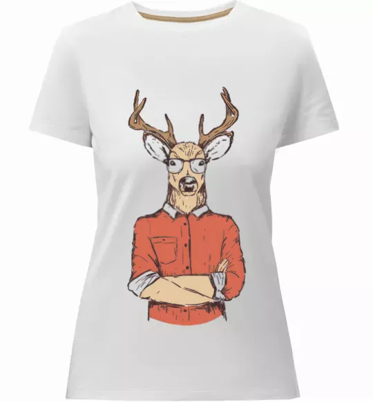 Женская премиум футболка Oh, deer Белый фото