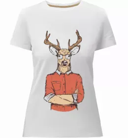 Женская премиум футболка Кумедний олень Белый фото