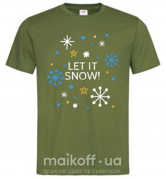 Чоловіча футболка Let it snow Оливковий фото