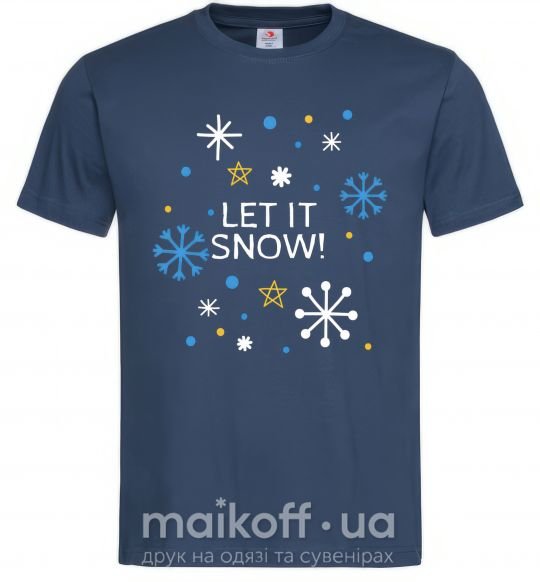 Мужская футболка Let it snow Темно-синий фото