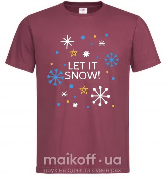 Мужская футболка Let it snow Бордовый фото