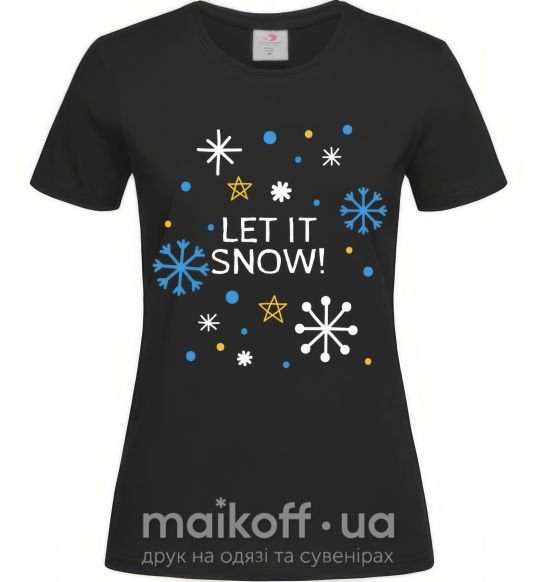 Женская футболка Let it snow Черный фото