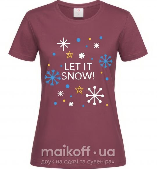 Женская футболка Let it snow Бордовый фото