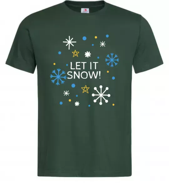 Мужская футболка Let it snow Темно-зеленый фото