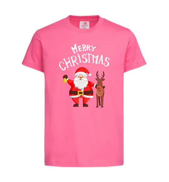 Дитяча футболка Merry Christmas Яскраво-рожевий фото