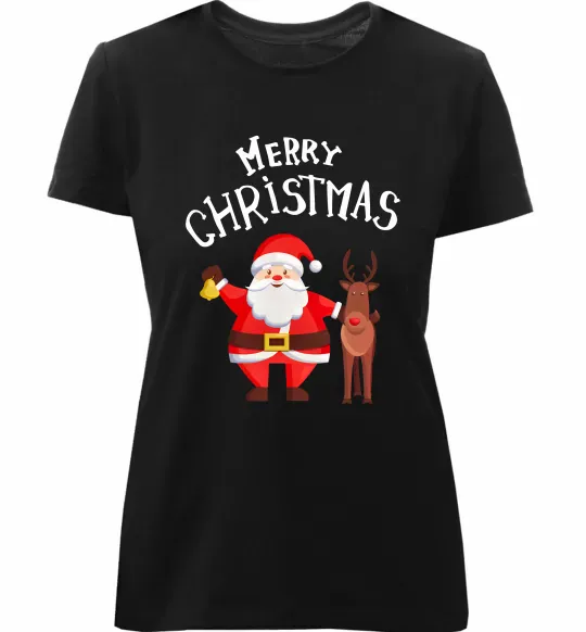 Жіноча преміум футболка Merry Christmas Чорний фото